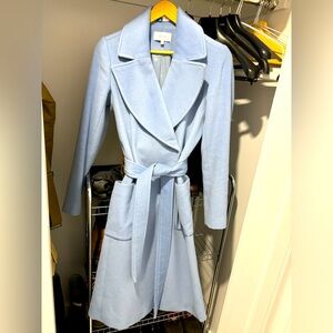 COPY - Reiss baby blue women’s belted wool coat
